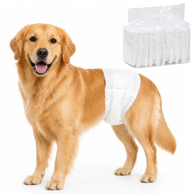 PawHut Dog Diapers Super Absorbent Leak-Proof Dog Nappies for Male Dogs Size L 62-80 cm Waist