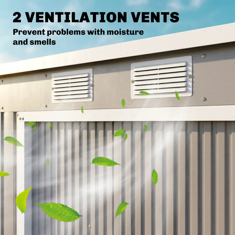 Outsunny 7 x 4ft Galvanised Steel Garden Shed, with Foundation Kit - Grey