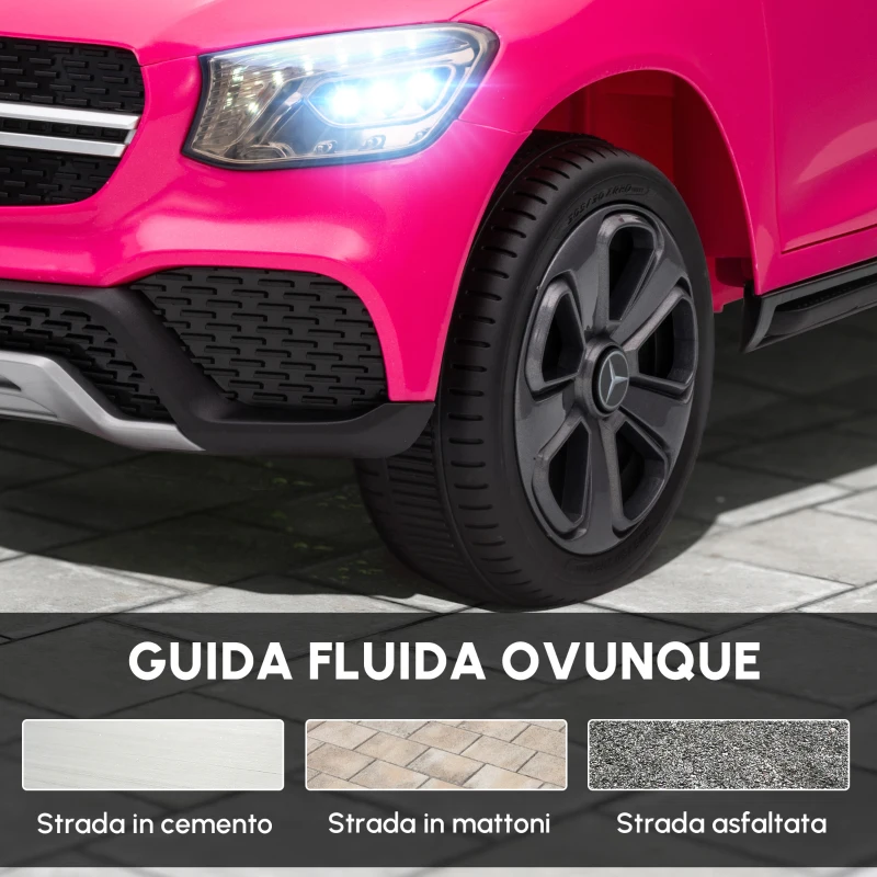 AIYAPLAY Auto elettrica per bambini, Potenza 12V, con telecomando, luci a LED, musica e 3 velocità, 3-6 anni, Rosa