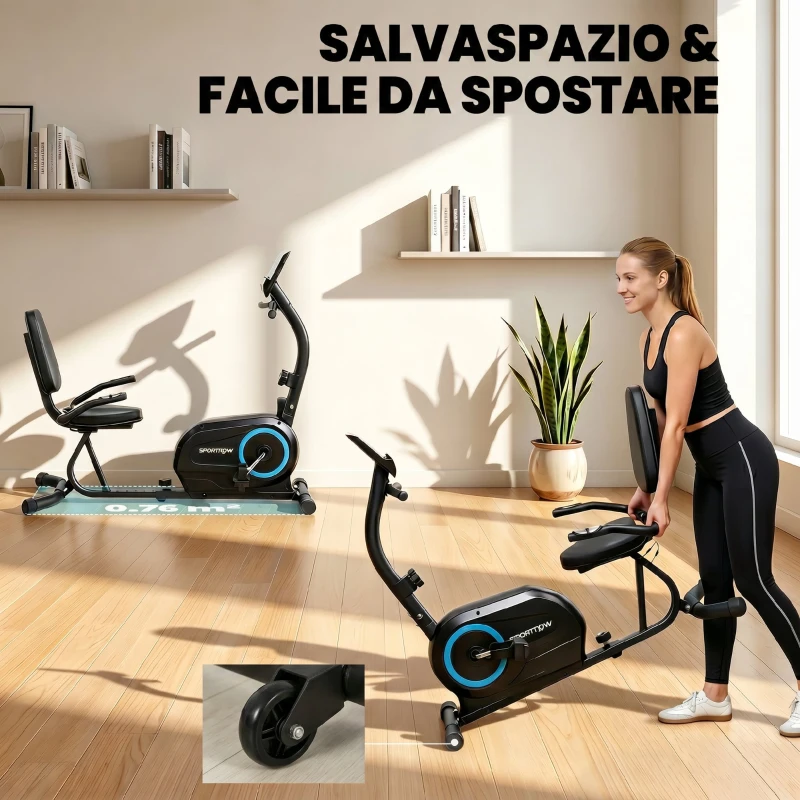 SPORTNOW Cyclette Reclinata per Anziani con Bluetooth, Connettività App, Ruote