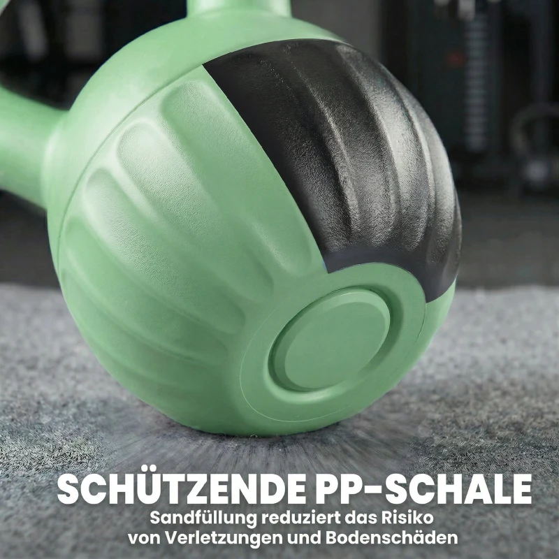 SPORTNOW Kettlebell Kugelhantel 6 kg Gewicht-Hantel mit Sand befüllt für Anfänger Zuhause Krafttraining 17 x 17 x 23 cm Grün