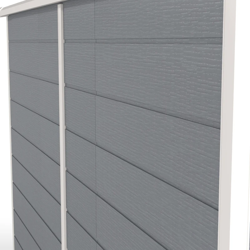 Outsunny Casetta da Giardino in Resina con Pavimento, 2 Porte con Blocco, Finestra, 2.4 x 1.3 m, Grigio