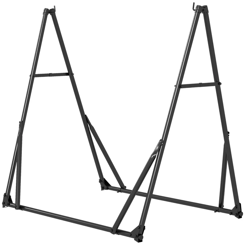 Outsunny Soporte para Hamaca Plegable 2 en 1 Soporte para Silla Colgante con Estructura de Metal y Bolsa de Transporte Negro