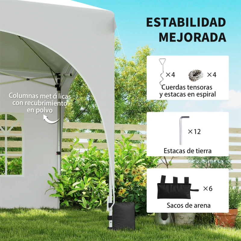 Outsunny Carpa Plegable 6x3 m Pop-up con 6 Laterales Desmontables Altura Ajustable y Bolsa de Transporte Gris Claro