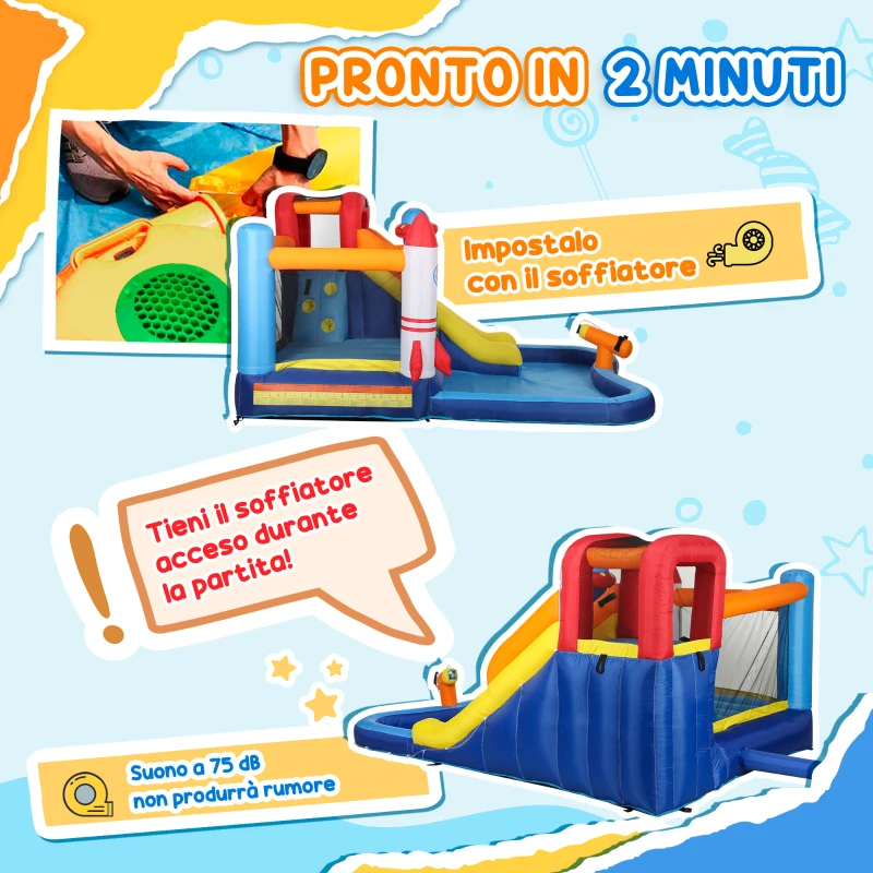 AIYAPLAY Castello Gonfiabile Parco Acquatico 5 in 1, 360x250x195cm, Multicolore