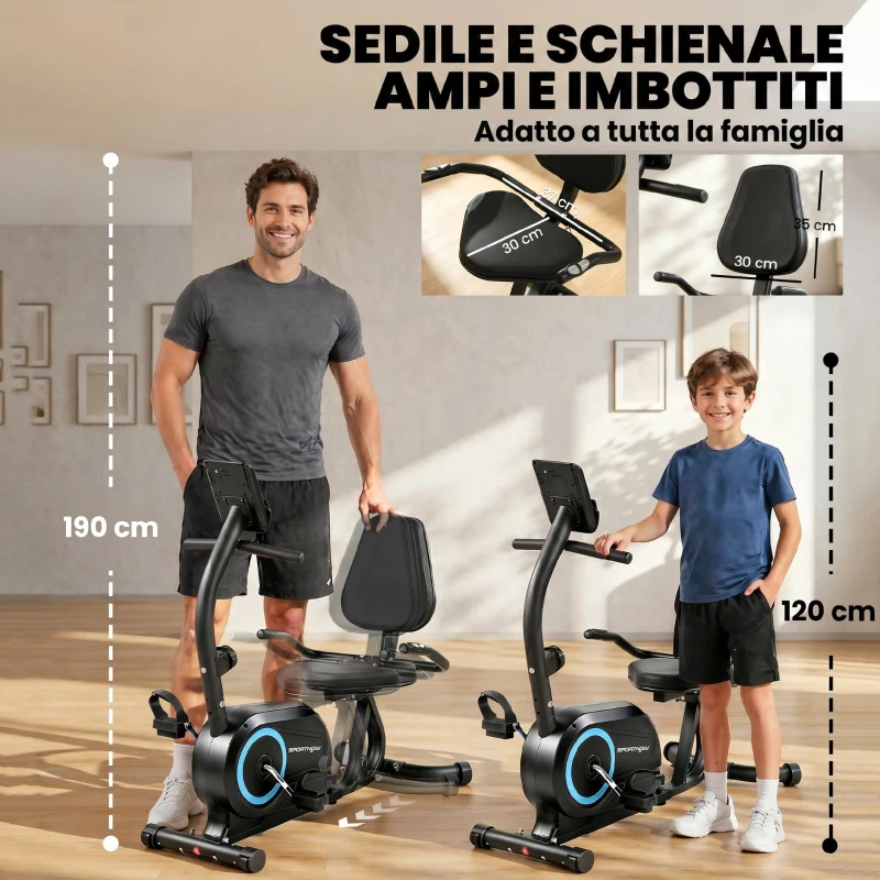SPORTNOW Cyclette Reclinata per Anziani con Bluetooth, Connettività App, Ruote