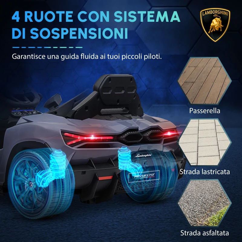 AIYAPLAY Auto Elettrica per Bambini da 3-5 Anni, Guida Dolce, Telecomando, Clacson, Plastica e Metallo, Grigio