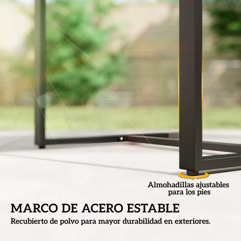 Outsunny Conjunto de Muebles de Jardín de Ratán Sintético con 2 Sillas con Cojines Extraíbles y Mesa con Tablero de Vidrio Gris
