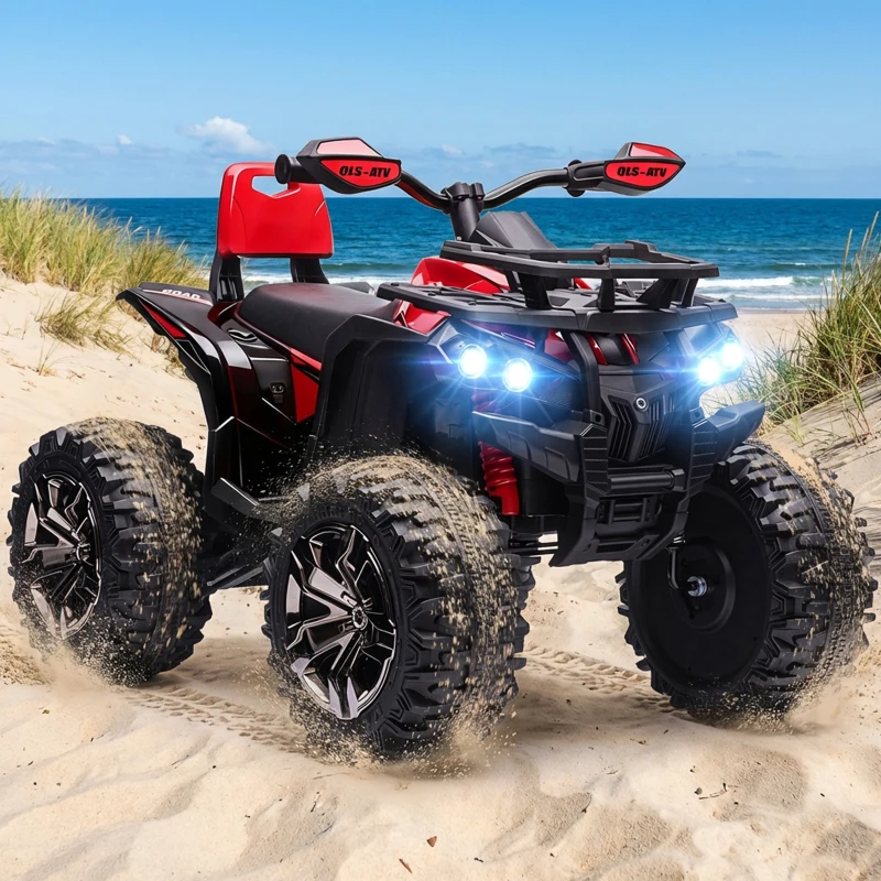 HOMCOM Quad per Bambini Elettrico 12V con Fari e Batteria Ricaricabile, Età 3-5 Anni, 100x65x73cm, Rosso