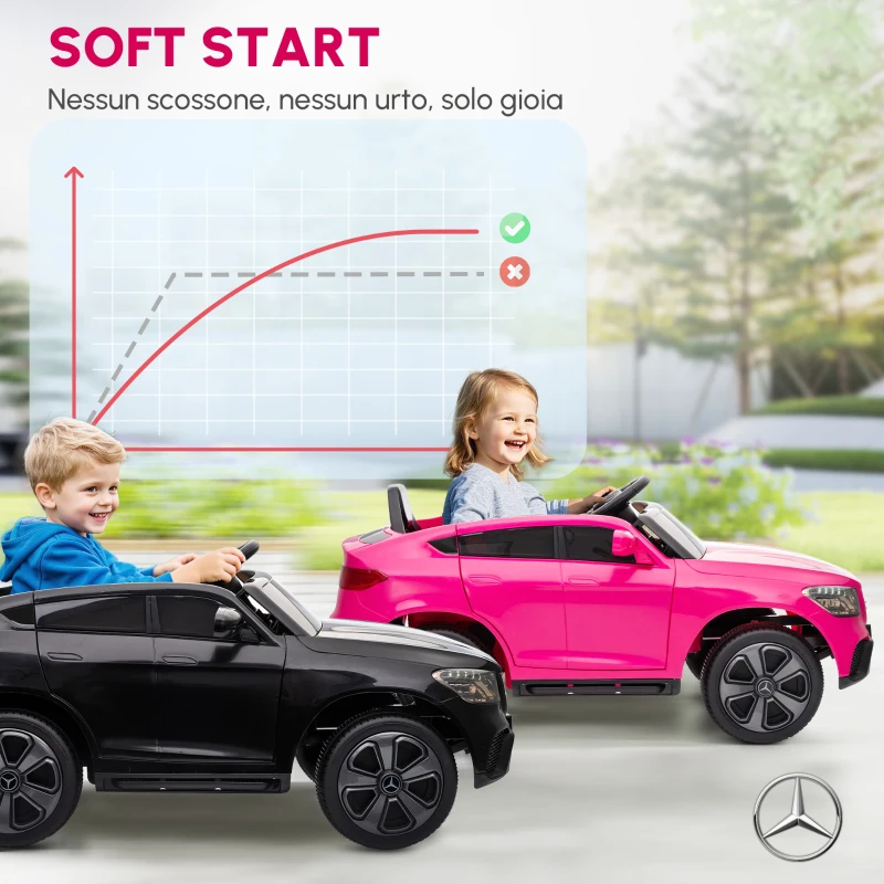 AIYAPLAY Auto elettrica per bambini, Potenza 12V, con telecomando, luci a LED, musica e 3 velocità, 3-6 anni, Rosa
