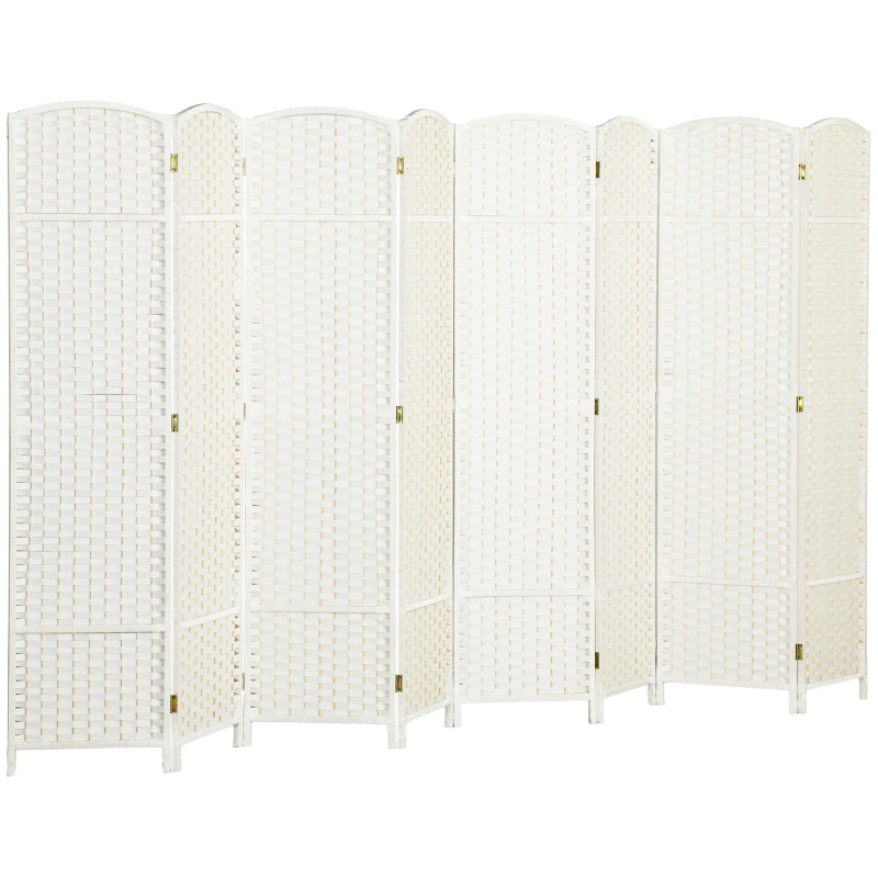 HOMCOM Séparateur de pièce 8 panneaux, écran d'intimité pliable, paroi d'intimité pour salon, chambre, bureau à domicile, blanc