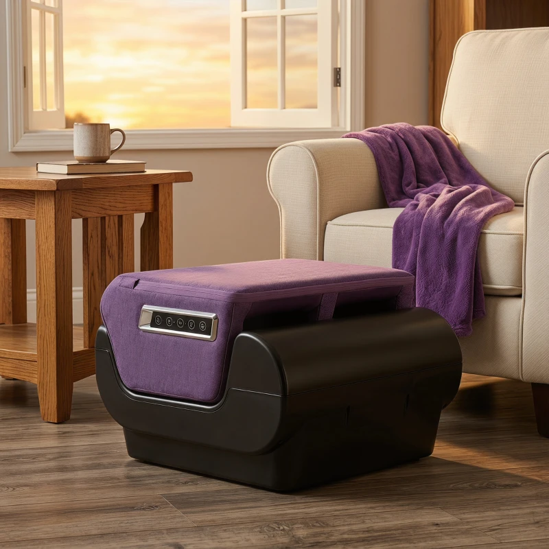 HOMCOM 2 in 1 Foot and Calf Massager with Heat, Air Compression, Timer, 3 Modes & Intensities, Purple and Black