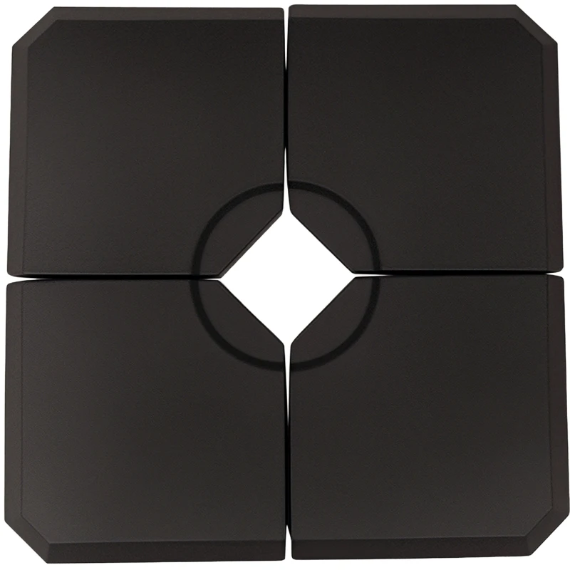 Outsunny Set de 4 Piezas Soporte de Parasol Base para Sombrilla Terreza o Jardín Rellenable de 80 kg de Agua o 120 kg de Arena Estable 100x100x9,5 cm Negro