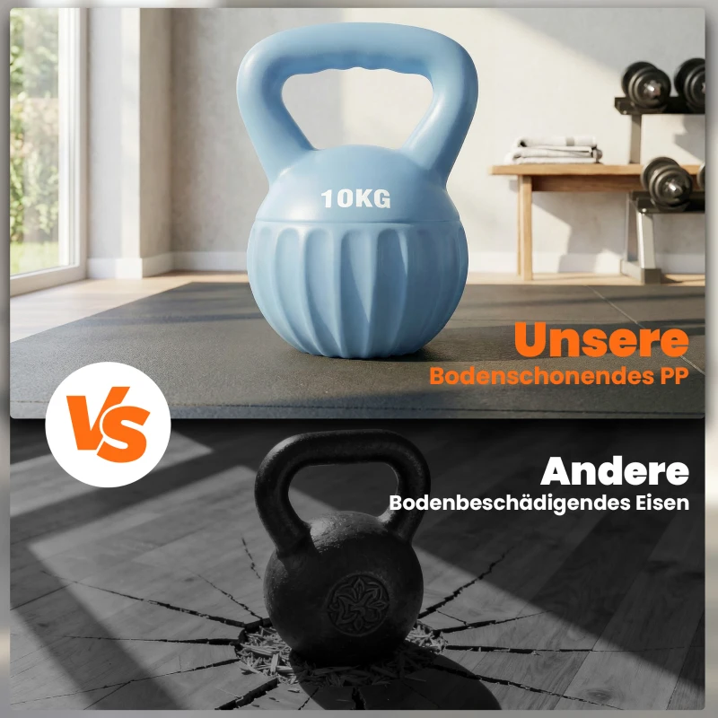 SPORTNOW Kettlebell Kugelhantel 6 kg Gewicht-Hantel mit Sand befüllt für Anfänger Zuhause Krafttraining 21 x 21 x 27 cm Blau