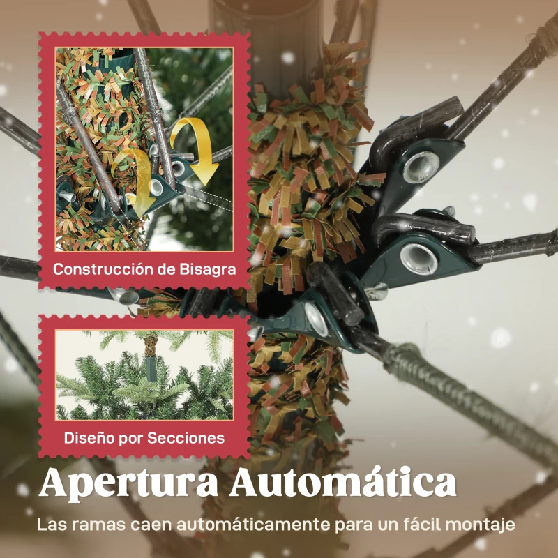 HOMCOM Árbol de Navidad Artificial 180 cm con 772 Ramas y Soporte Metálico Plegable Fácil Montaje para Salón Interior Verde
