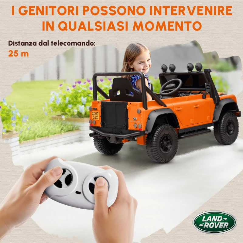 AIYAPLAY Auto Elettrica per Bambini, 12V Batteria, Telecomando, Funzione Musicale, Clacson, Luci LED, Arancione