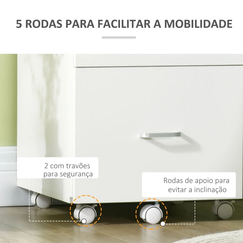 Vinsetto Arquivador de Escritório Móvel Auxiliar para Arquivos com 2 Gavetas Fechadura 2 Chaves 43x45x72cm Branco