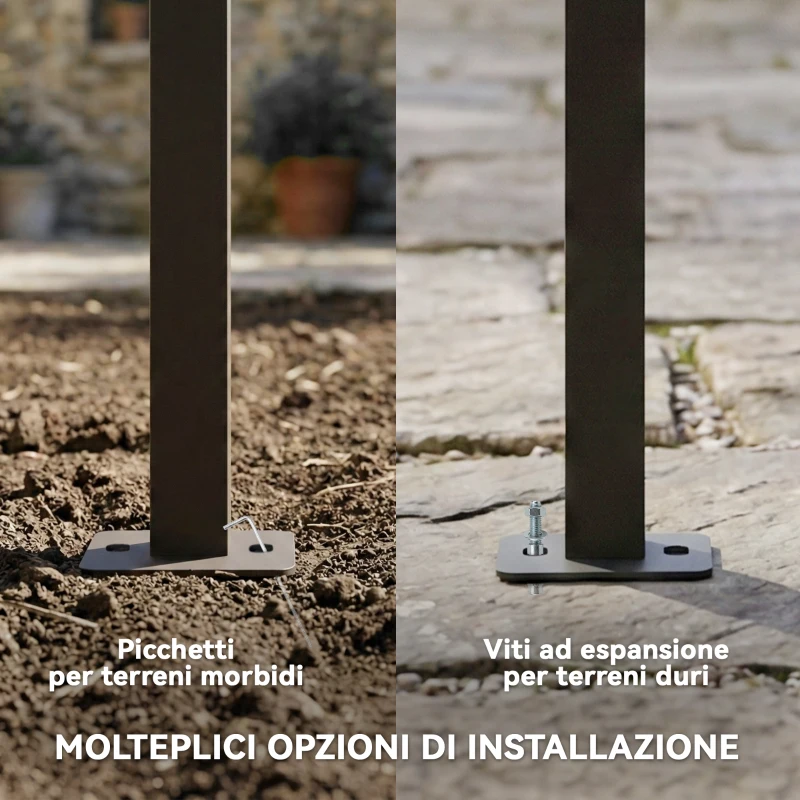 Outsunny Gazebo Pergola Addossata 3x3 m con Tetto Scorrevole e Fori di Drenaggio, Crema