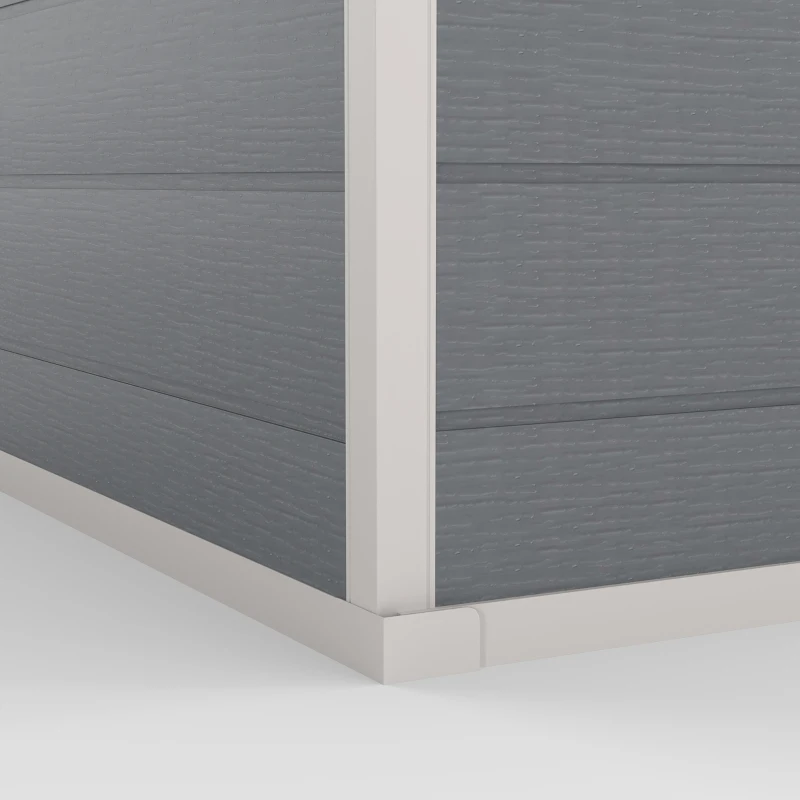 Outsunny Casetta da Giardino in Resina con Pavimento, 2 Porte con Blocco, Finestra, 2.4 x 1.3 m, Grigio