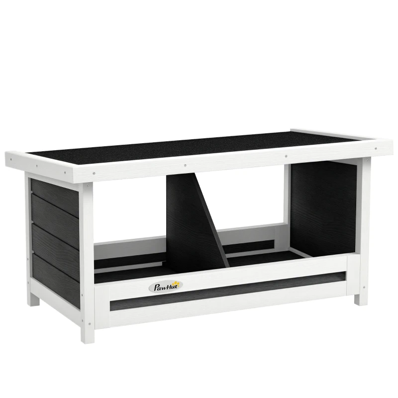 PawHut Nido per Galline a 2 Aree con Base Rialzata e Tetto, in Legno e Bitume, 66x37x34 cm, Grigio Bianco e Nero