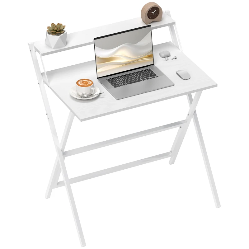 HOMCOM 81.5 cm Folding Computer Desk with Monitor Shelf - White