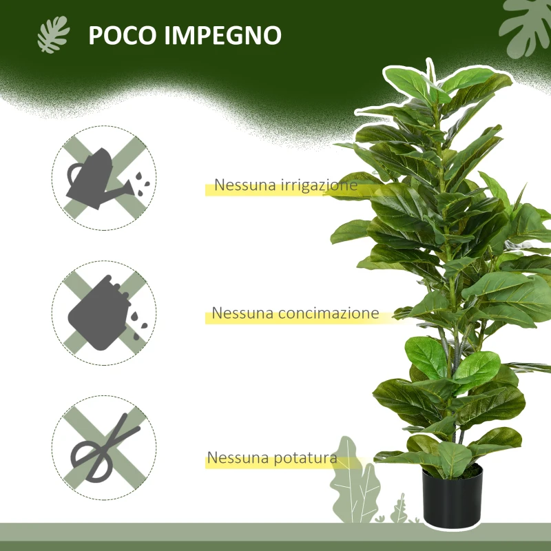 HOMCOM Ficus artificiale, con 90 foglie e vaso per soggiorno, 110 cm, Verde