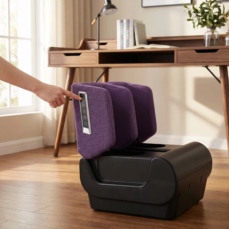 HOMCOM 2 in 1 Foot and Calf Massager with Heat, Air Compression, Timer, 3 Modes & Intensities, Purple and Black