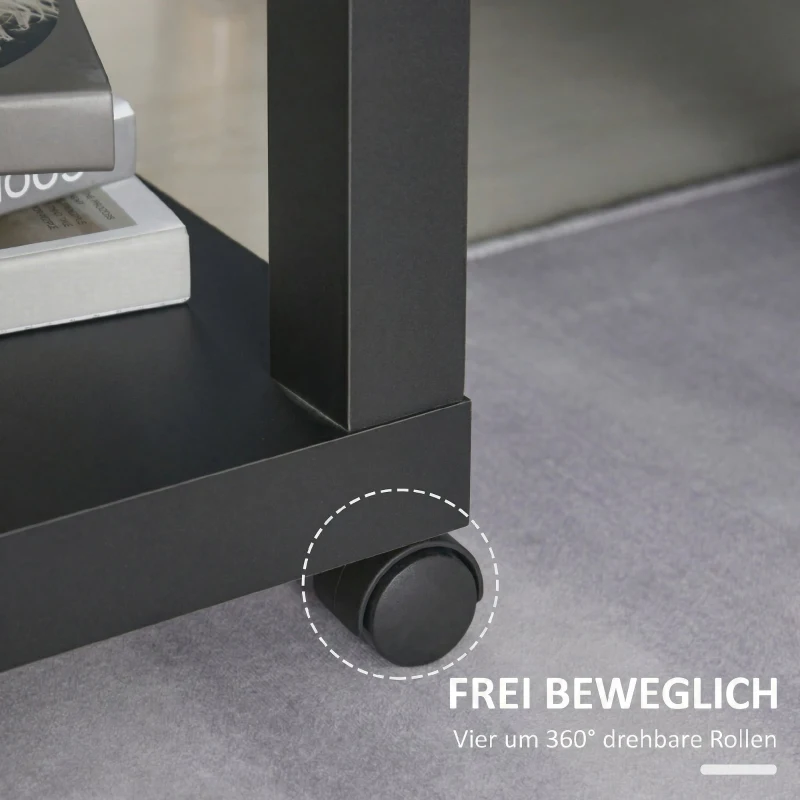 HOMCOM Table d'appoint roulante, table basse moderne avec étagère ouverte, 40 x 40 x 40 cm, bois naturel & noir