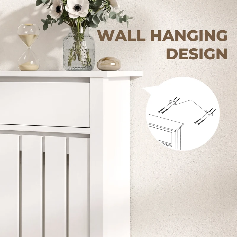 HOMCOM 93 x 88.5cm Rustic-Look Radiator Cover - White