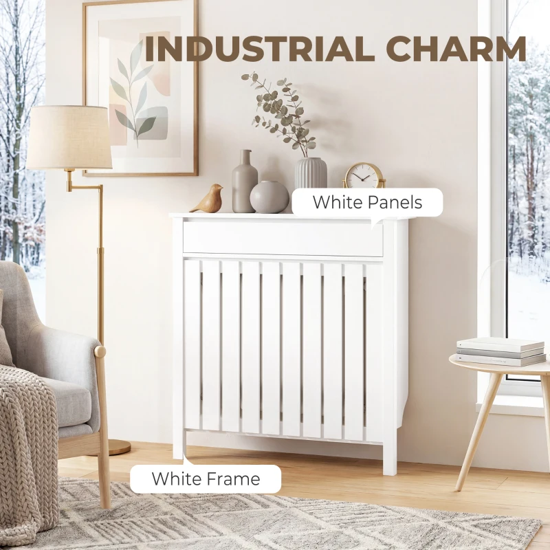 HOMCOM 93 x 88.5cm Rustic-Look Radiator Cover - White