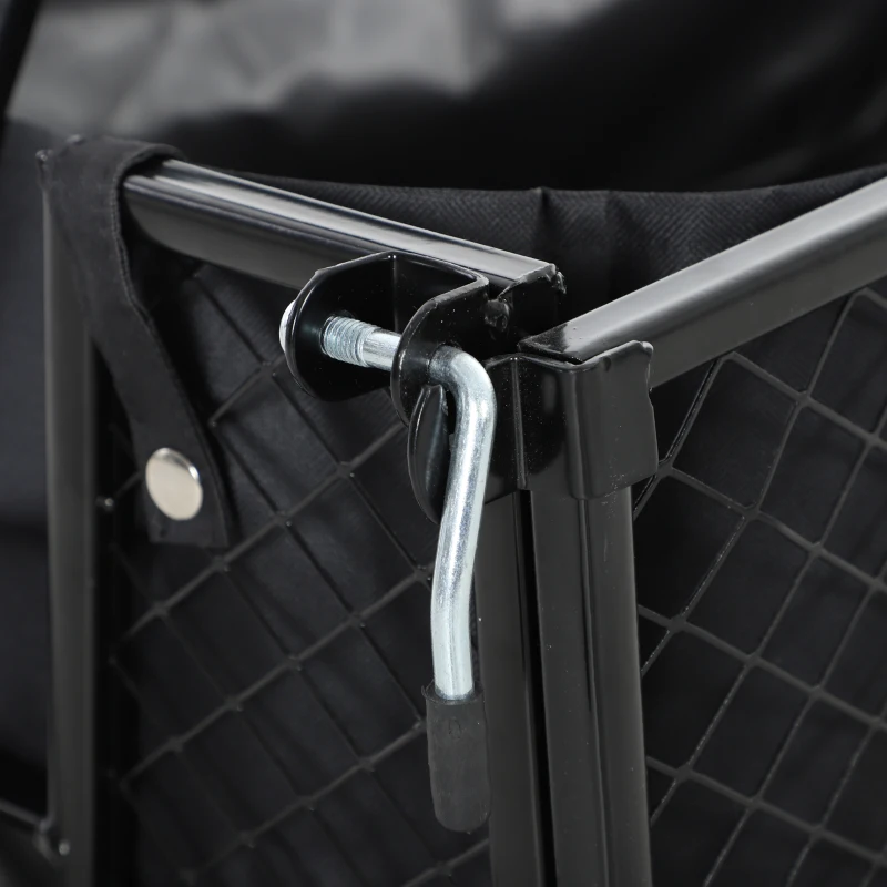 Outsunny Carrello da Giardino in Acciaio da 114L con Sacca Portaoggetti e Pareti Rimovibili, 105x51x54 cm, Nero