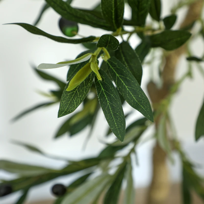 HOMCOM Planta Artificial Decorativa de 150 cm Árbol de Olivo con 720 Hojas y 32 Aceitunas en Maceta para Interior Verde