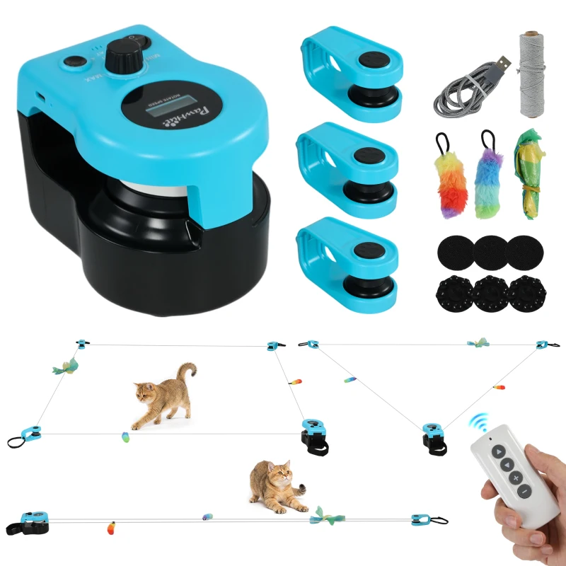 PawHut Interactive Cat Toy for Indoor Kittens & Adult with Adjustable Speed, DIY Track & Mouse Sound