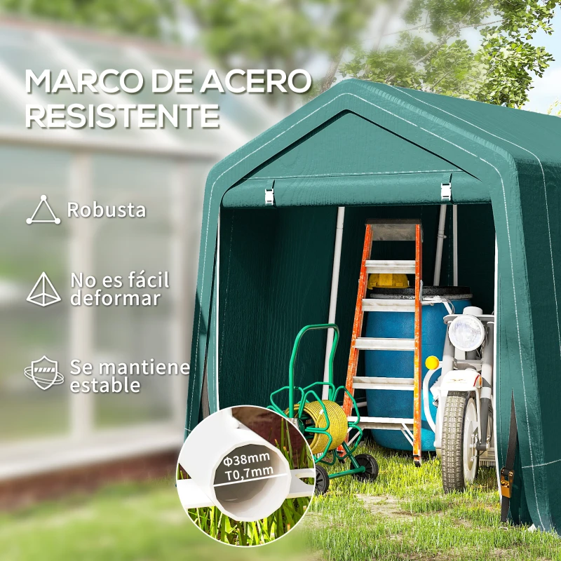 Outsunny Carpa de Jardín Exterior 2,4x2x2 m Cobertizo Exterior con 2 Puertas con Cremallera Impermeable Anti-UV Carpa Verde