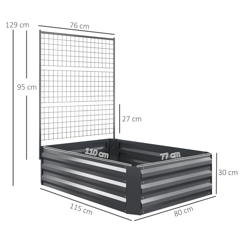 Outsunny Jardinera Exterior Grande con Enrejado y Fondo Abierto para Plantas Trepadoras 80x115x125 cm Gris Oscuro