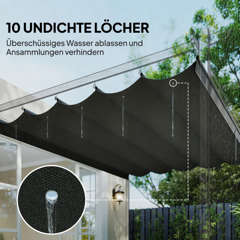 Outsunny Ersatzplane für 4x3m Pavillons, mit Wasserablauflöchern, 3,50 x 2,6 m, Dunkelgrau