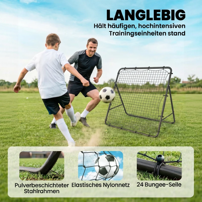 SPORTNOW Rebounder für Fußball, Klappbar verstellbar Prellwand mit 5 Winkelpositionen und 120 x 120 cm Rückprallwand Netz
