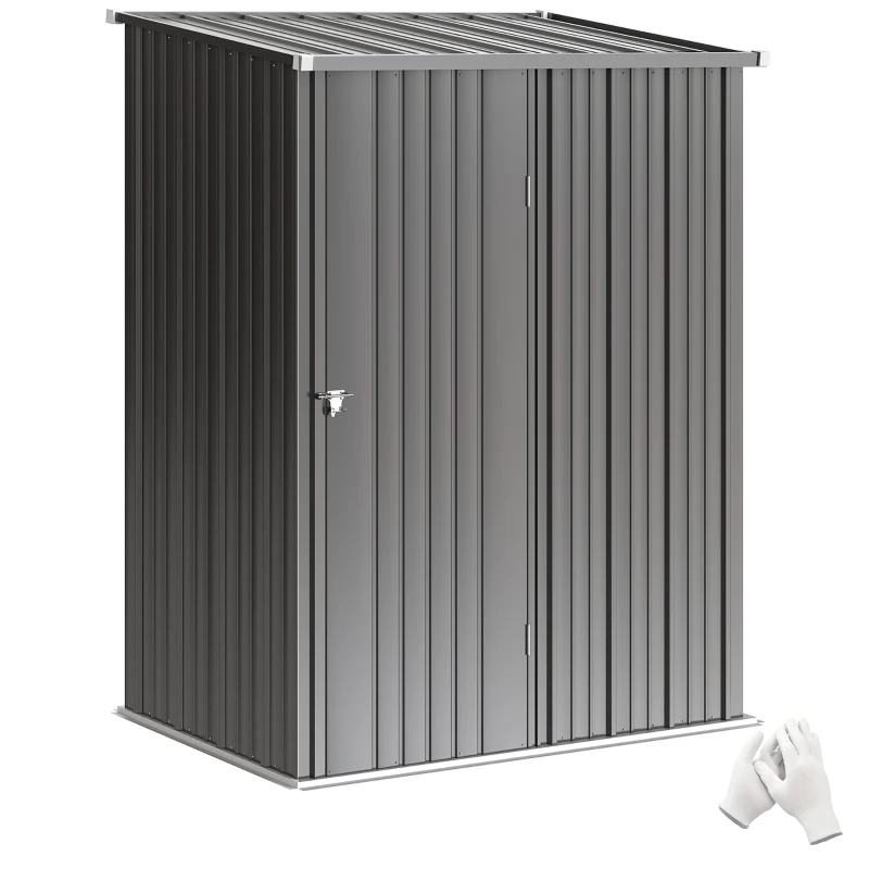 Outsunny Cobertizo de Jardín Exterior 1,34 m² 161,5x94,5x196 cm con Puerta y Cerradura para Almacenamiento de Herramientas Negro