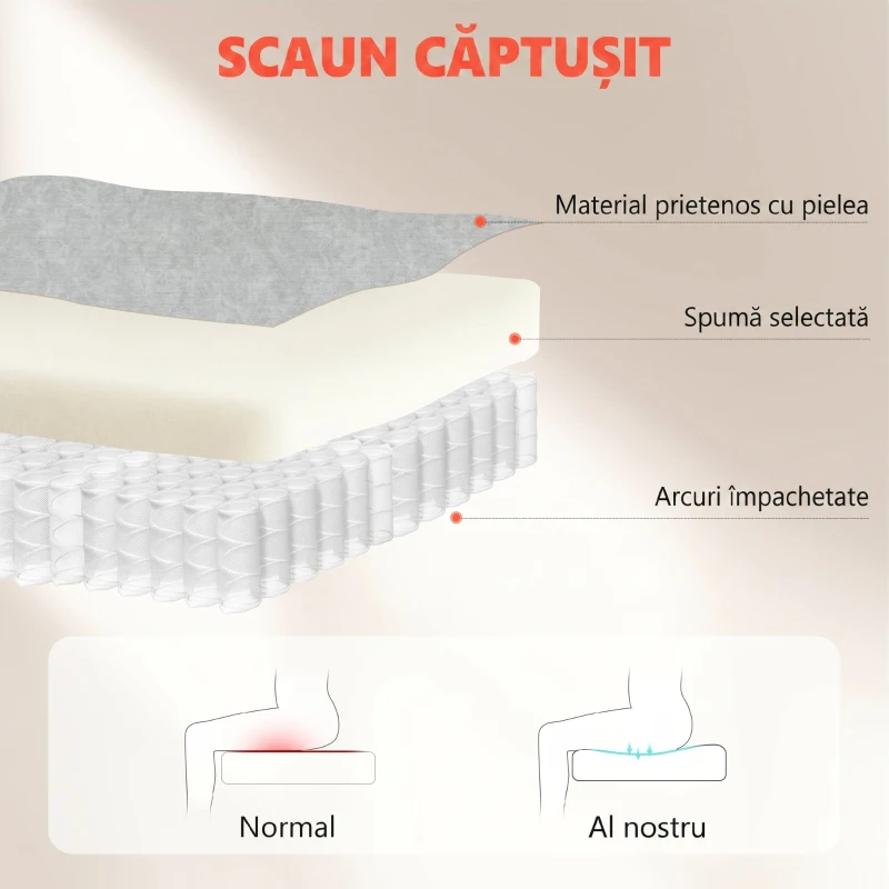 Scaun Ergonomic HOMCOM, Spătar Înalt, Tapițat în Catifea Imprimată, Cotiere Rabatabile, Alb Crem