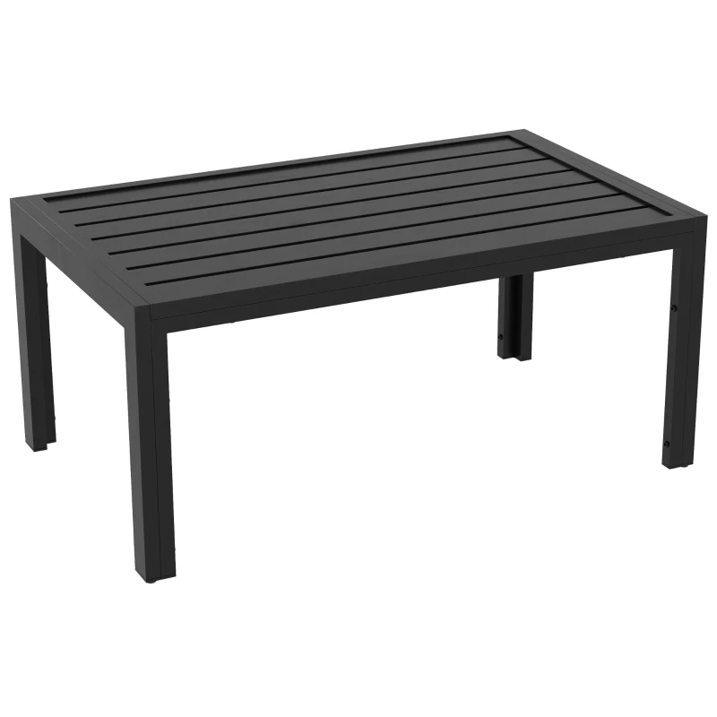 Outsunny Mesa de Centro de Jardín Rectangular con Estructura de Acero Galvanizado para Patio Terraza 101,5x61x46 cm Negro