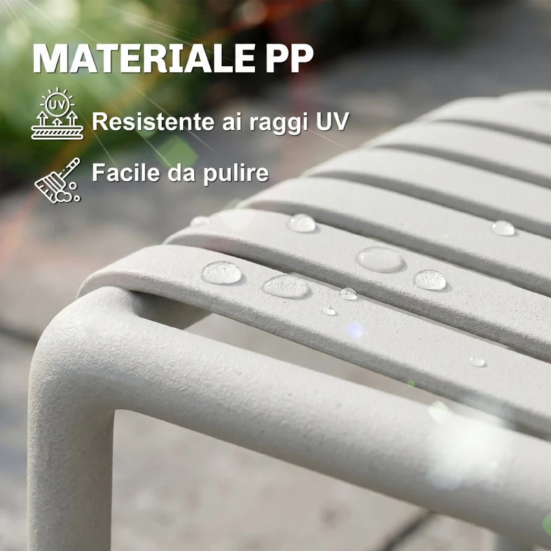 Outsunny Set di 4 Sedie da Giardino Impilabili con Braccioli, Design a Doghe in Plastica, Grigio