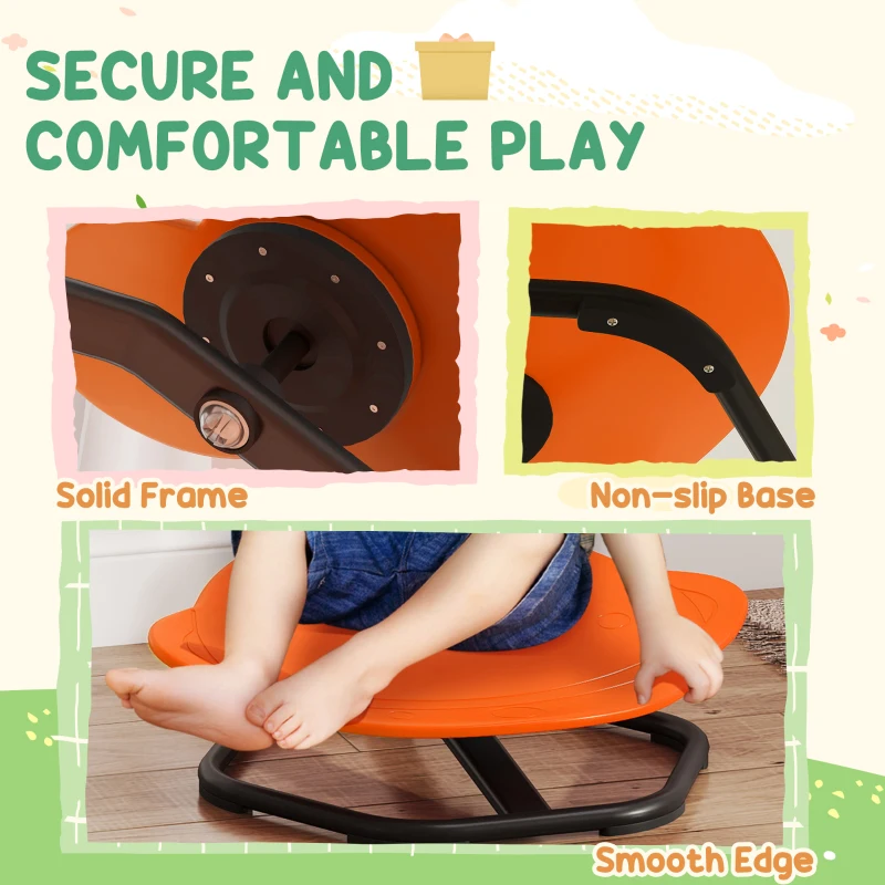 AIYAPLAY Planet-Shaped-kids Swivel Chair, Sensory Spinning Chair for Balance, Coordination Training, Orange