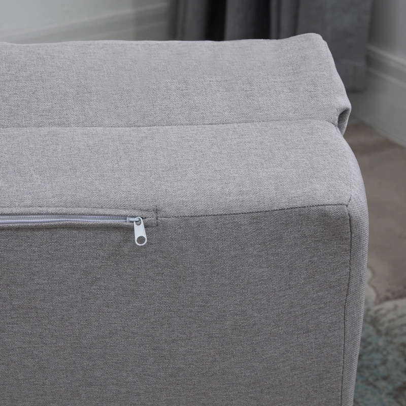 HOMCOM Poltrona Letto 3 in 1 Convertibile in Chaise Longue e Divano da Terra con 2 Cuscini, Grigio Chiaro