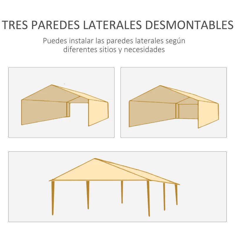 Outsunny Carpa de Jardín 6x3m con 4 Paredes Laterales 2 Ventanas Visibles Cenador Gazebo de Exterior para Fiestas Eventos Gris
