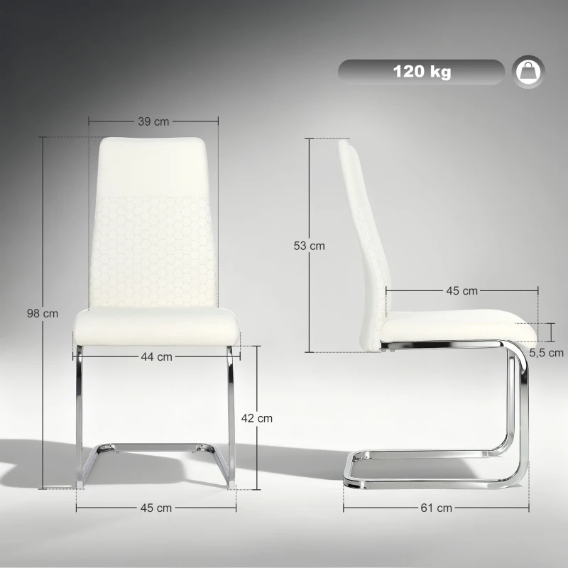 HOMCOM Juego de 4 Sillas de Comedor con Asiento y Respaldo Acolchado Tapizado en Terciopelo Patas de Acero Crema