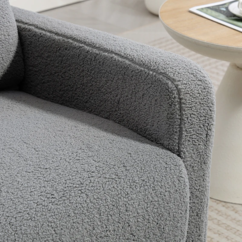 HOMCOM Sillón Relax Reclinable Manual hasta 135º con Reposabrazos Reposapiés Acolchado Grueso y Función de Balanceo 360° Gris