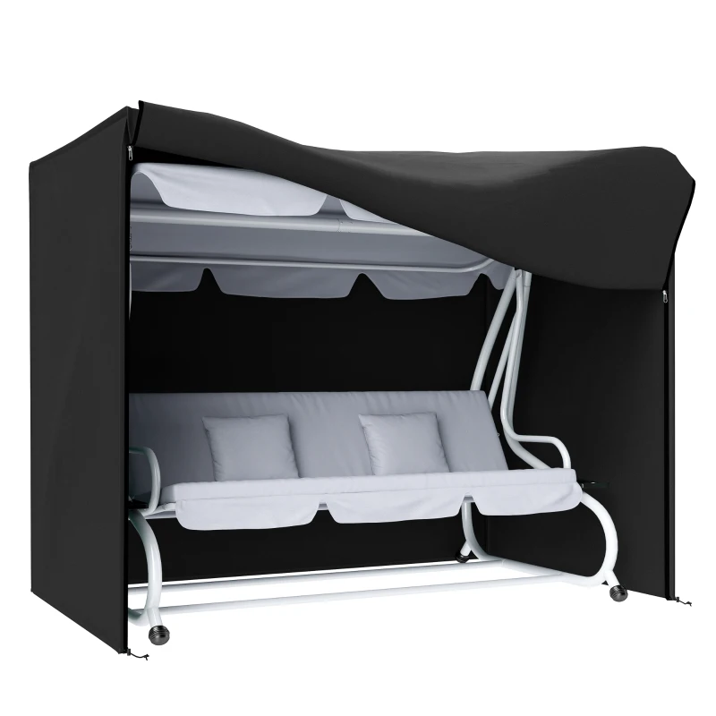 Outsunny Husă pentru Balansoar de Grădină cu 3 Locuri, Impermeabilă și Anti-UV, 220x125x172 cm, Negru