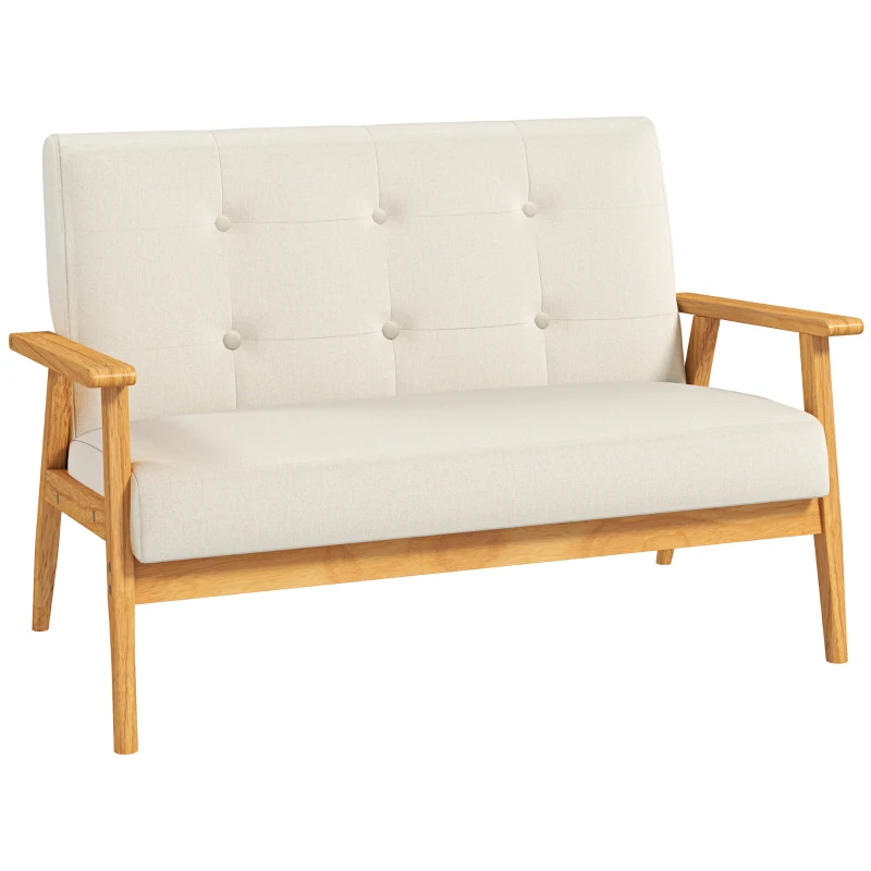 HOMCOM Canapé 3 places 115 cm canapé scandinave avec dossier capitonné, assise rembourrée et accoudoirs, beige