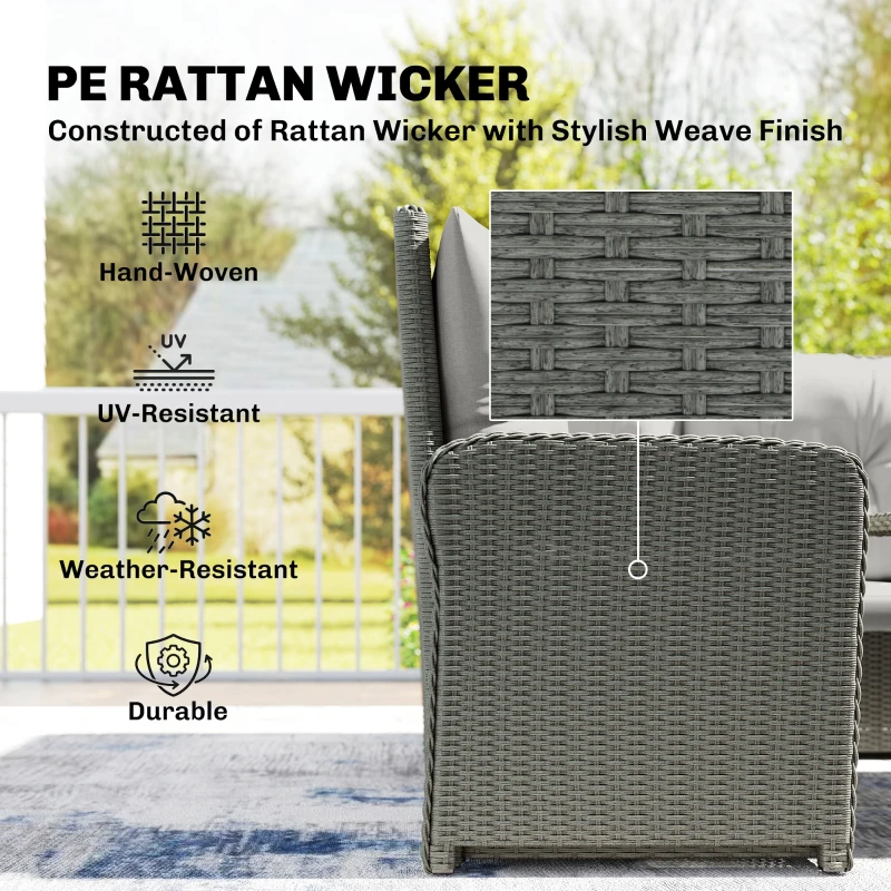 Outsunny 6 Pieces Outdoor PE Rattan Garden Furniture, Patio Wicker Sectional Conversation Corner Sofa