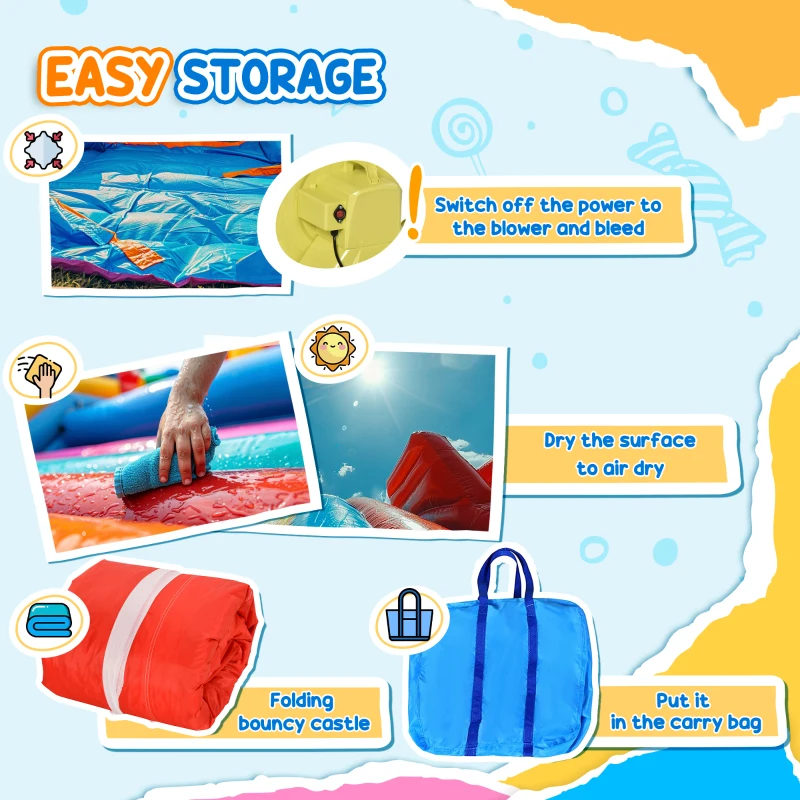Outsunny Kids Bouncy Castle Inflatable Trampoline Slide Pool Basket for Kids Age 3-10, 3 x 2.75 x 2.1m